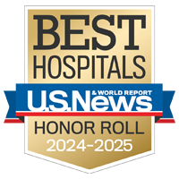 U S  News and World Report badge recognizing UCSF as part of its 2024-2025 Honor Roll