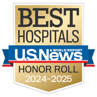 U S  News and World Report badge recognizing UCSF as part of its 2024-2025 Honor Roll